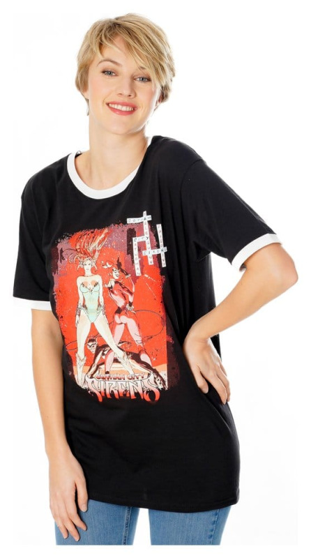 Gotham City Sirens T-Shirt Crossword Black Ringer Size S 6