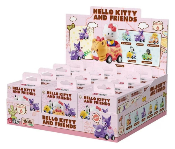 Sanrio Zoom Hero Pullback Vehicles with Figures Hello Kitty and Friends Series 1 Blind Box Display (