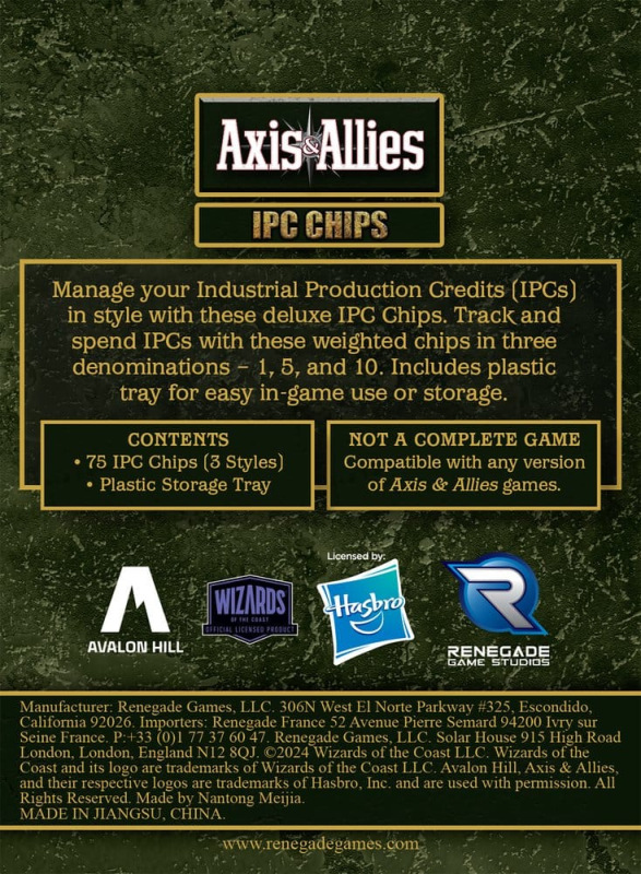 Avalon Hill board game Axis & Allies: IPC Chips Extension 1