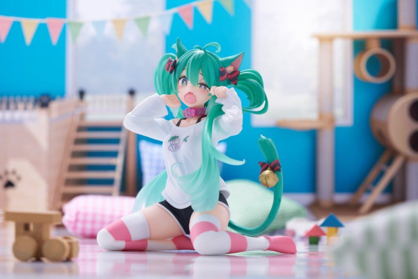 Hatsune Miku PVC Statue Desktop Cute Figure Hatsune Miku Cat Ear T-Shirt Ver. 13 cm 2