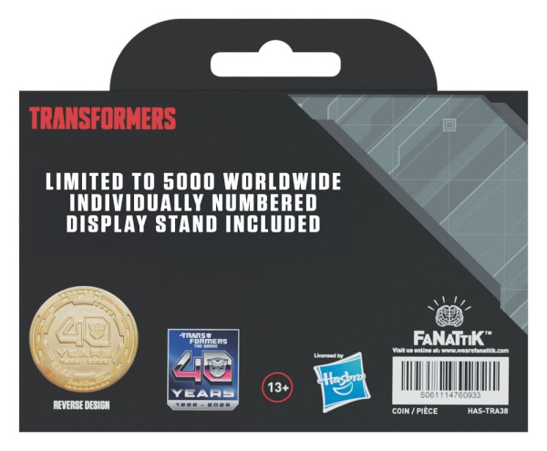 Transformers Collectable Coin The Movie 40th Anniversary Limited Edition 24k Gold Plated 5
