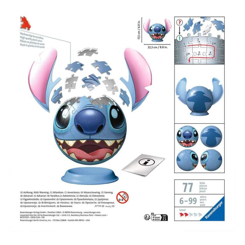 Lilo & Stitch 3D Puzzle Ball with Ears Stitch (77 pieces)
