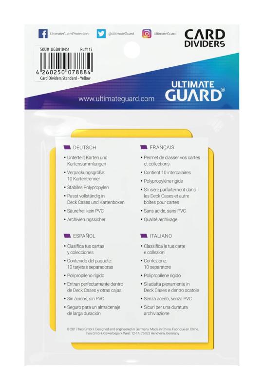 Ultimate Guard Card Dividers Standard Size Yellow (10)