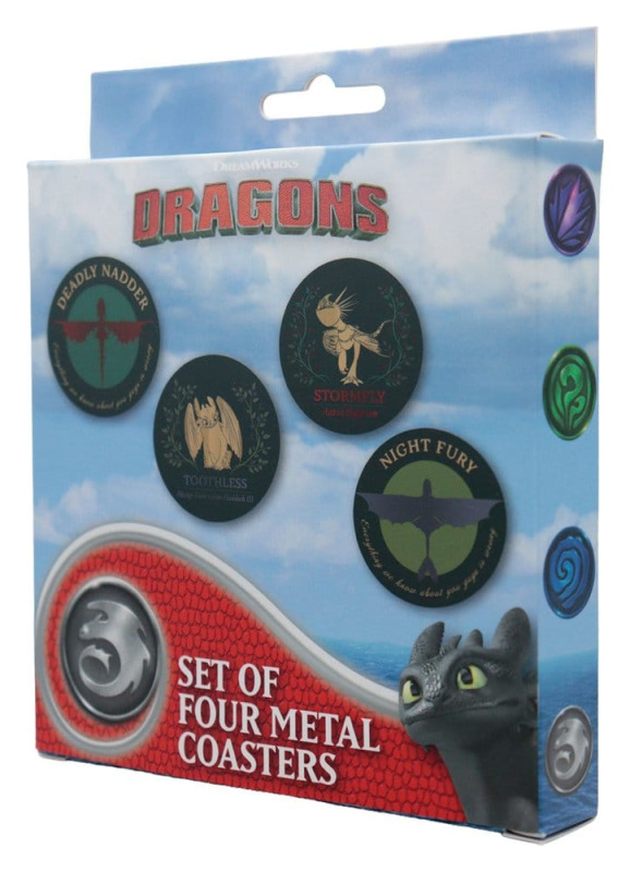 How to Train Your Dragon Coaster 4-Pack Dragon Printed Metal 4