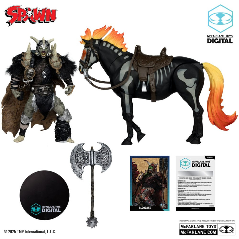 Spawn Action Figure Bloodaxe with Horse (Spawn: The Dark Ages) (McFarlane Toys 30th Anniversary) (Go 1