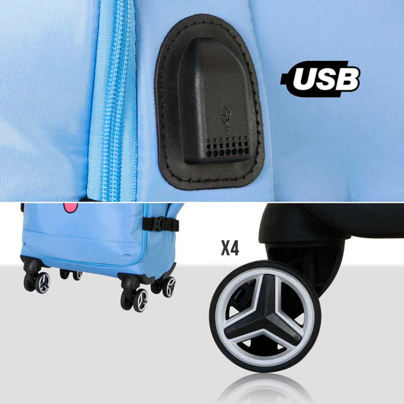 Lilo & Stitch 4-Wheel Cabin Suitcase Stitch Face Blue 55 cm 3