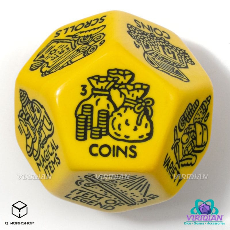 Viridian Jumbo Dice Treasure Generator Die D12 Yellow 2