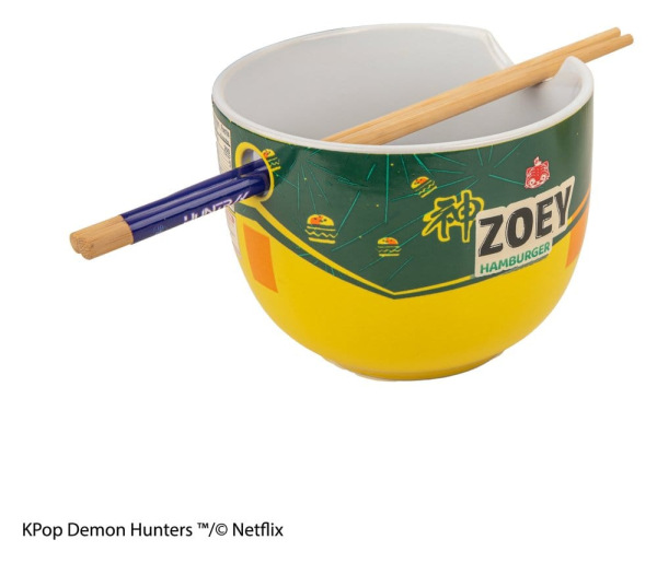 KPop Demon Hunters Ramen Bowl with Chopsticks Zoey Hamburger 2