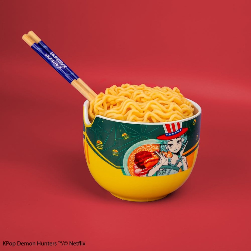 KPop Demon Hunters Ramen Bowl with Chopsticks Zoey Hamburger 1