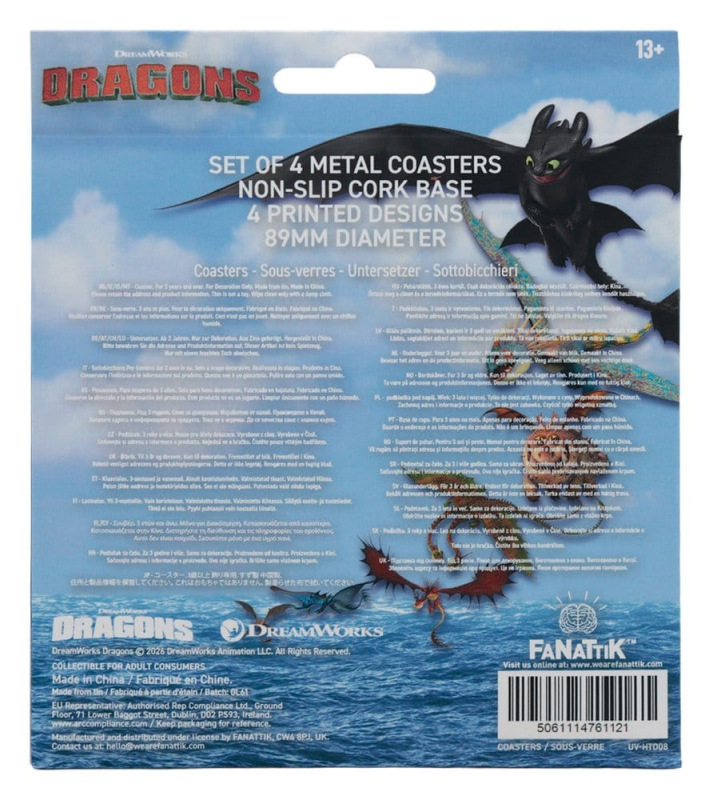 How to Train Your Dragon Coaster 4-Pack Dragon Printed Metal 5