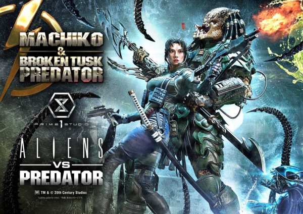 Aliens vs. Predator (Comic) Ultimate Premium Masterline Statue 1/4 Machiko & Broken Tusk Predator 79 1