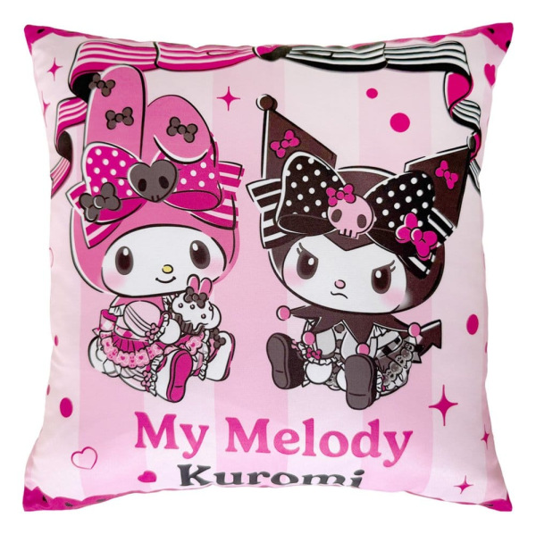 Sanrio Pink Black Party Series Pillow Kuromi & My Melody 35 x 35 cm