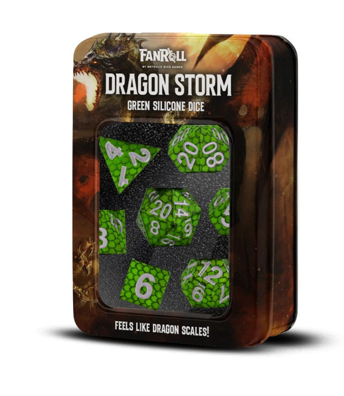Dragon Storm Sharp Edge Silicone Dice Set Green Dragon Scales (7) 1