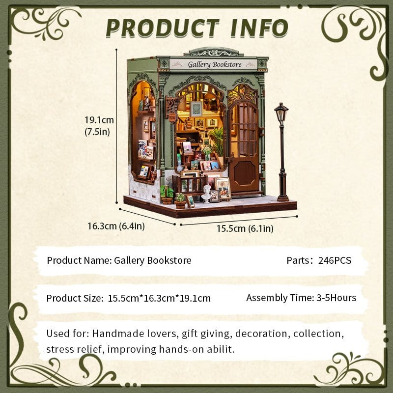 Miniature House Model Kit Gallery Bookstore 20 x 16 cm 3