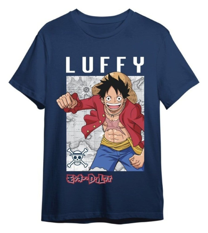 One Piece T-Shirt Monkey D. Luffy Mapa Denim Size XL 1