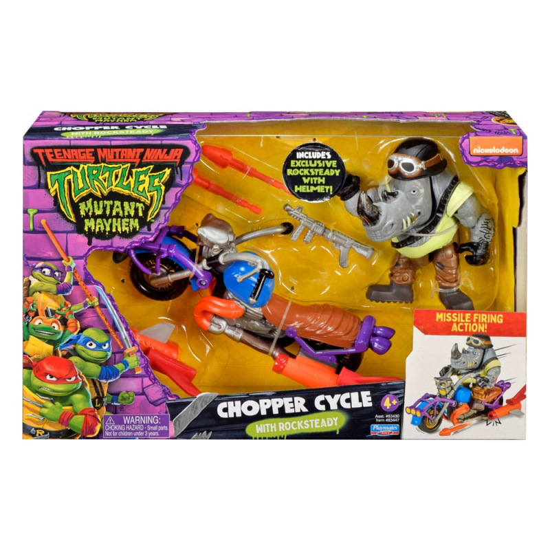 Teenage Mutant Ninja Turtles Action Figure with Vehicle Rocksteady & Chopper 12 cm 1