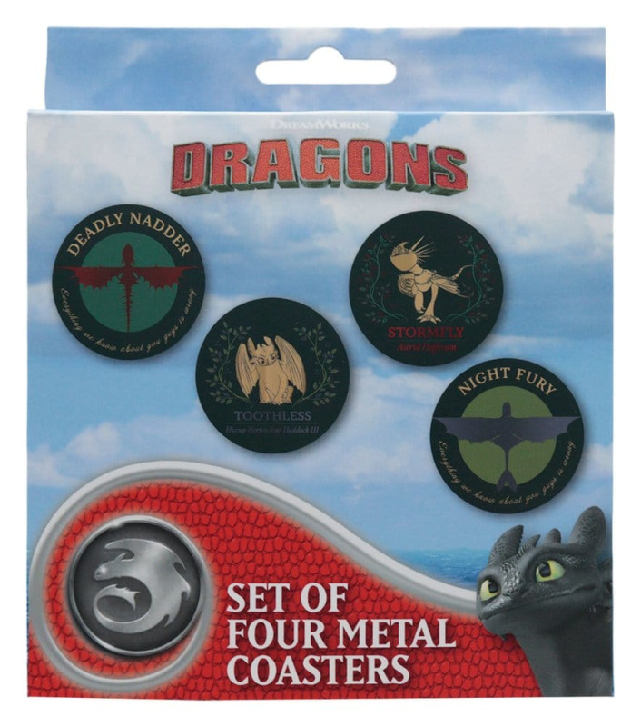 How to Train Your Dragon Coaster 4-Pack Dragon Printed Metal 6