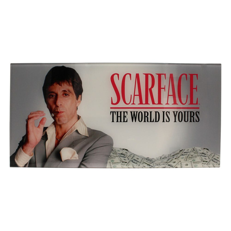 Scarface Glass Poster The World Is Yours (Grey Background) 60 x 30 cm 1