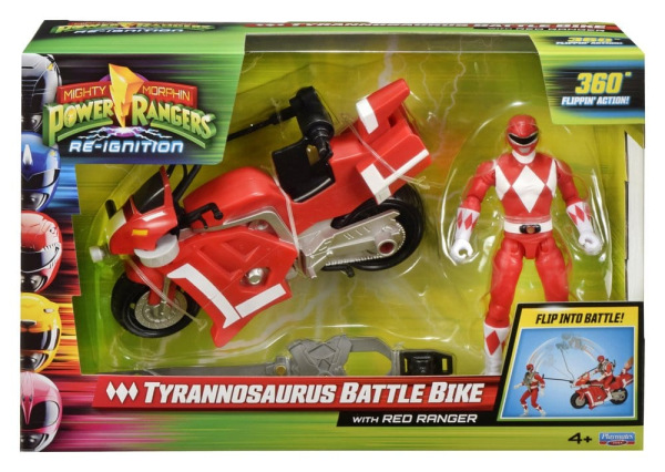 Mighty Morphin Power Rangers Battle Bike Vehicle Tyrannosaurus Rex with Red Ranger 18 cm