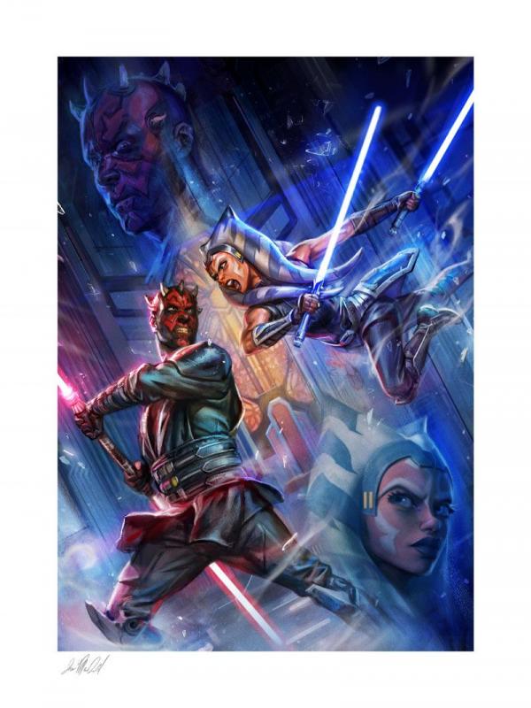 Star Wars The Clone Wars: Ahsoka vs Darth Maul 46 x 61cm Art Print - Sideshow Collectibles