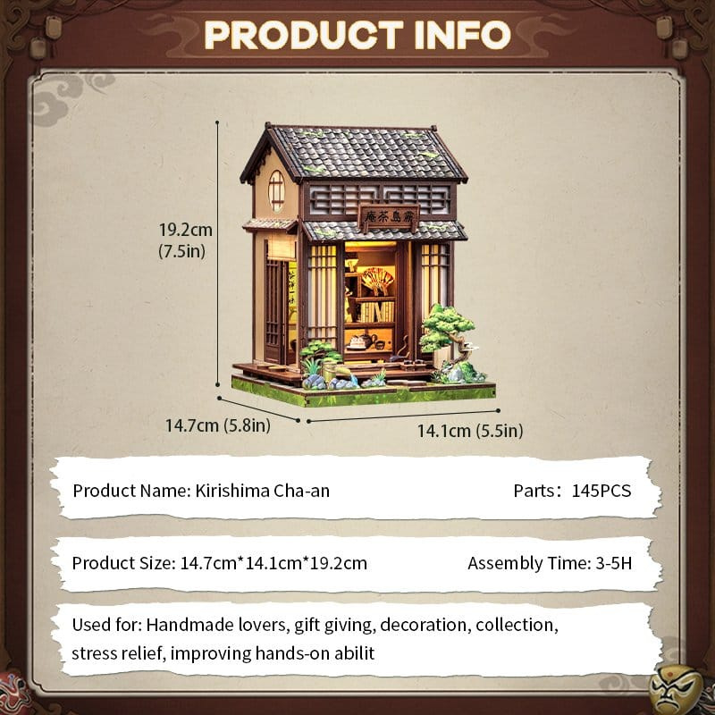 Miniature House Model Kit Kirishima Cha-an 19 x 14 cm 4
