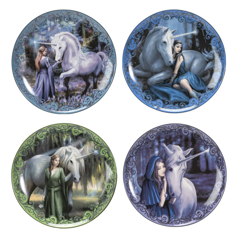 Anne Stokes Plates 4-Pack Unicorn and Maiden