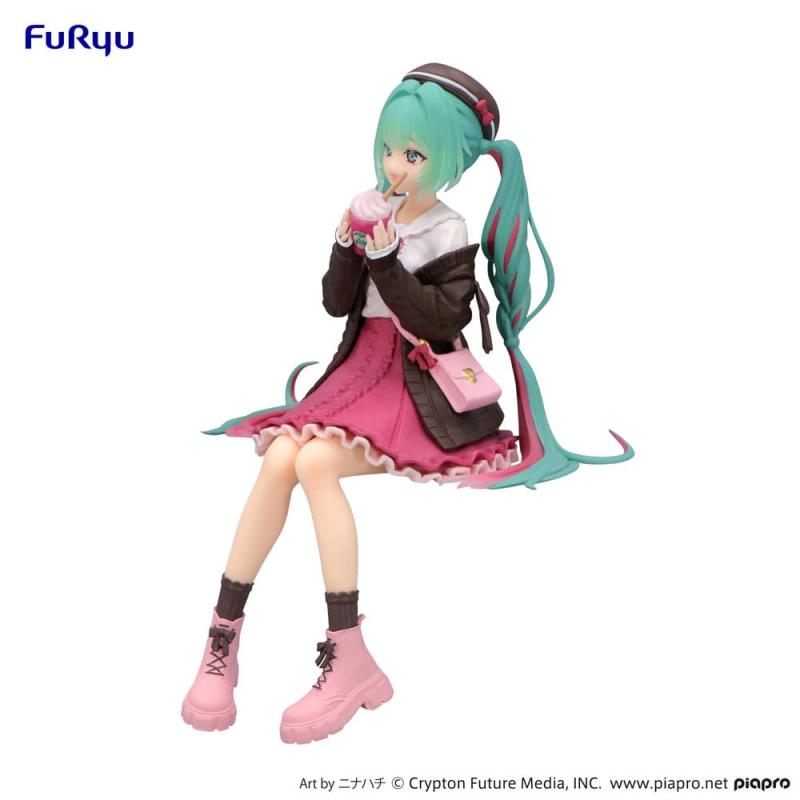 Hatsune Miku Noodle Stopper PVC Statue Autumn Date Pink Color Ver. 14 cm 1