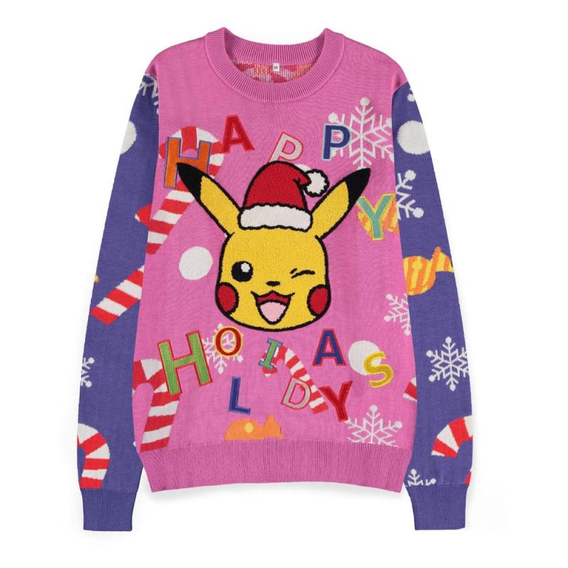 Pokemon Sweatshirt Christmas Jumper Pikachu Patched Size XL