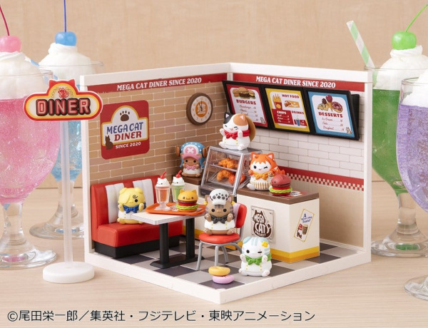 One Piece Mega Cat Project Mini Figures NyanPieceNyan! Diner! 3 cm Blind Box Display (6) 7