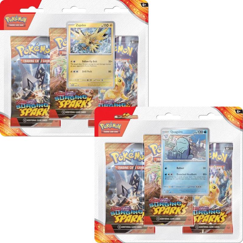 Pokémon TCG Scarlet & Violet 08 Blister Booster Surging Sparks 3-Pack *English Version* Set (2)