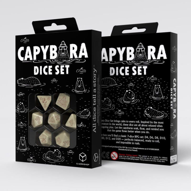 Capybara Dice Set of 7 Sleepie 1