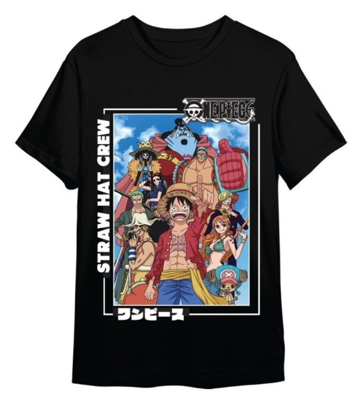 One Piece T-Shirt Straw Hat Crew Black Size S 1