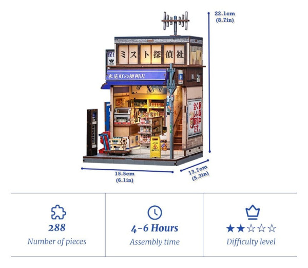 Miniature House Model Kit Beika-cho Convenience Store 22 x 15 cm 6