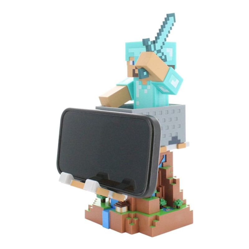 Minecraft Steve in Diamond Armour Cable Guys Controller Holder and Phone Stand 22cm 2
