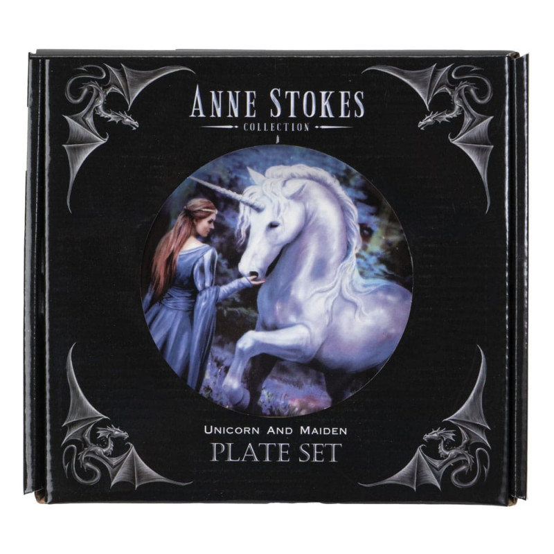 Anne Stokes Plates 4-Pack Unicorn and Maiden 5