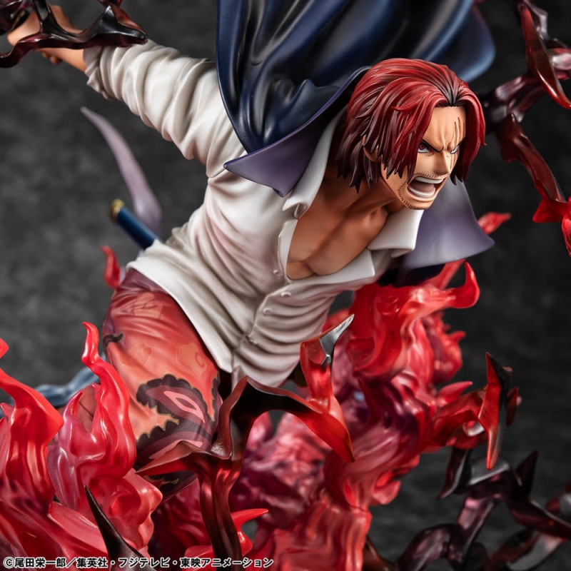 One Piece P.O.P SA-MAXIMUM PVC Statue Leader of Red Hair Pirates Red-Haired Shanks Kamusari 25 cm 12