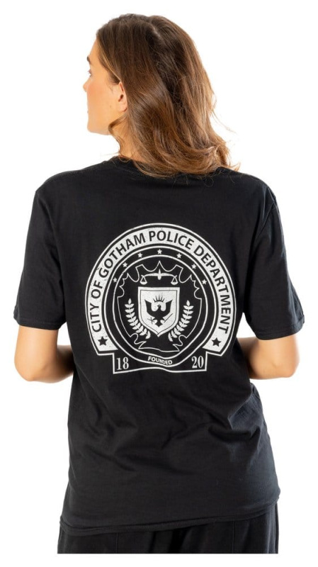 Batman T-Shirt Arkham City GCPD Front Back Size L 1