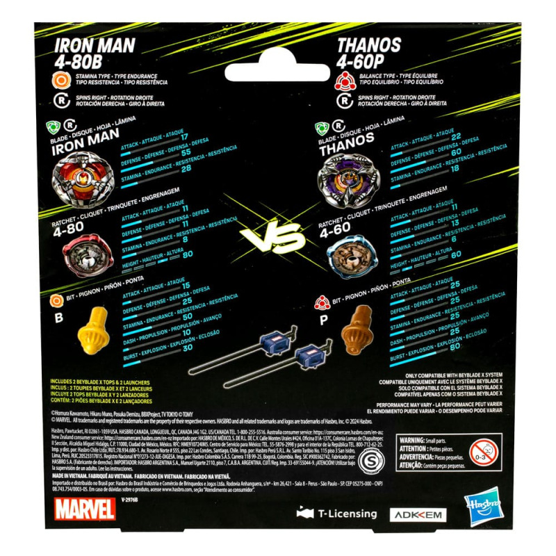 Beyblade X Marvel Collab Iron Man 4-80B vs. Thanos 4-60P 3