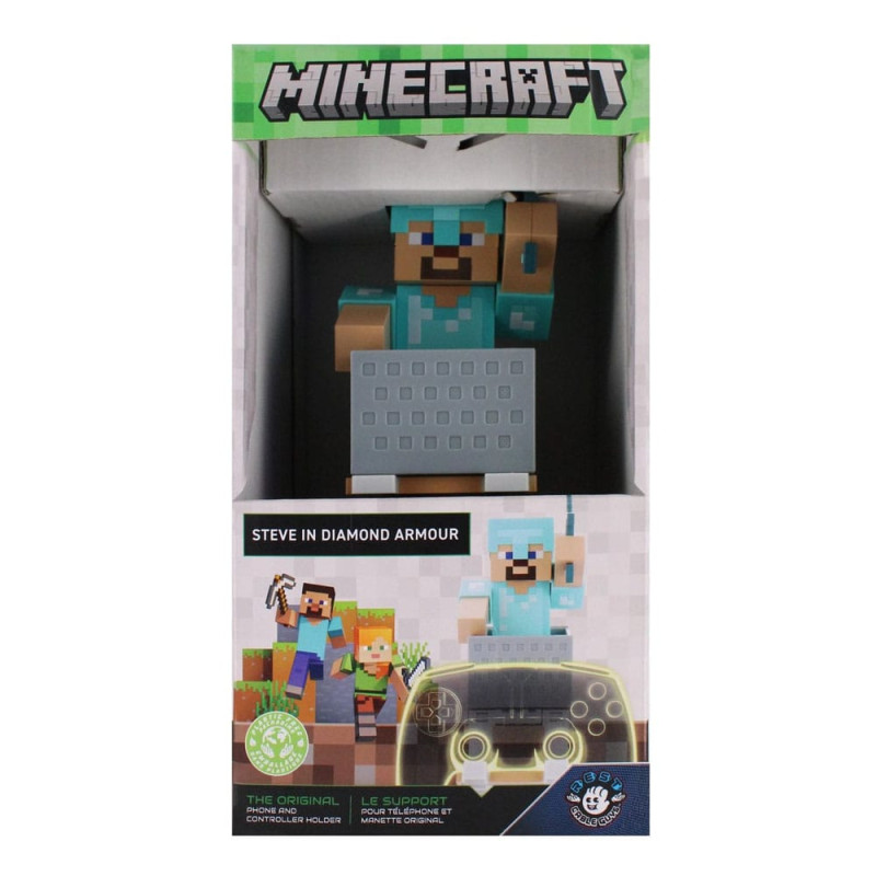 Minecraft Steve in Diamond Armour Cable Guys Controller Holder and Phone Stand 22cm 1