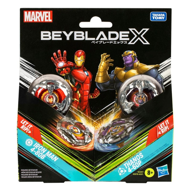Beyblade X Marvel Collab Iron Man 4-80B vs. Thanos 4-60P 4