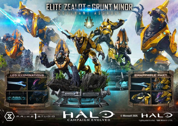 Halo: Campaign Evolved Ultimate Premium Masterline Series Statue 1/4 Elite Zealot & Grunt Minor: Cov 5
