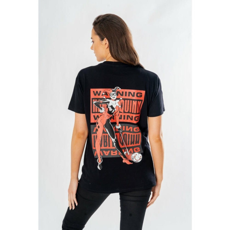 DC Comics T-Shirt Harley Quinn Front Back Warning Size L 2