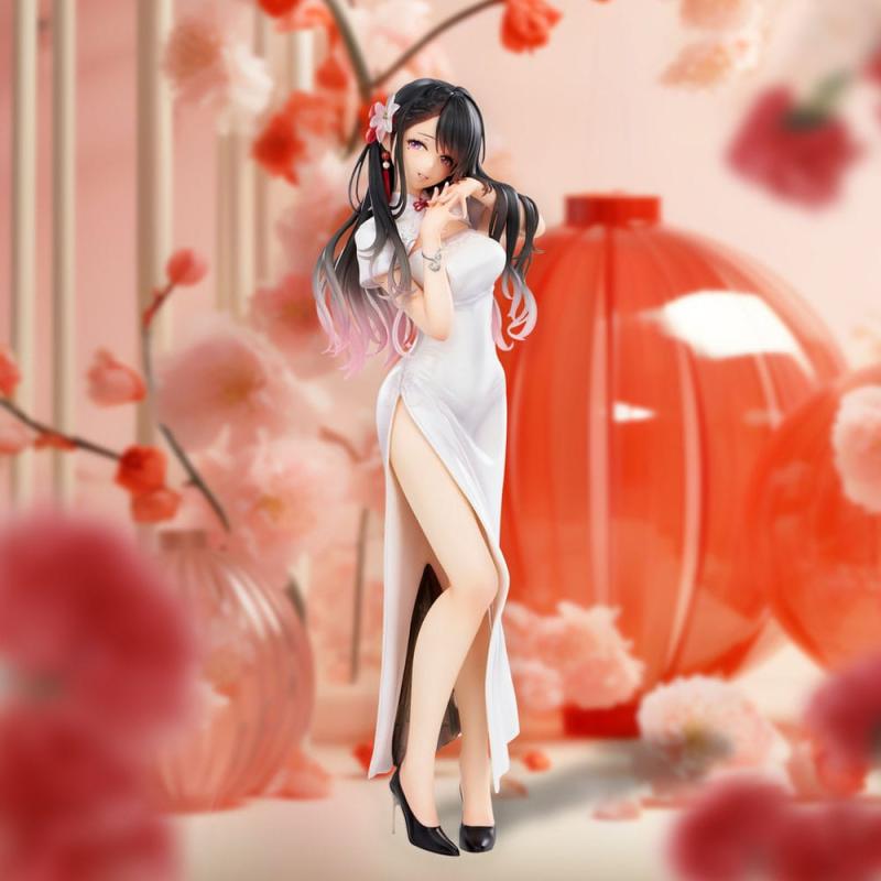 Original Illustration PVC Statue Mai Okuma illustration Healing-type white chinese dress lady 26 cm