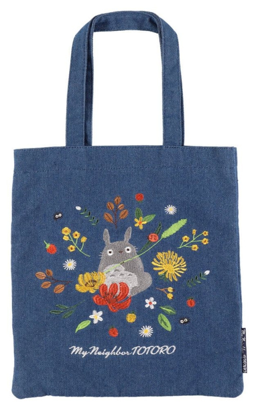 My Neighbor Totoro Tote Bag Denim Totoro & Flower Wreath