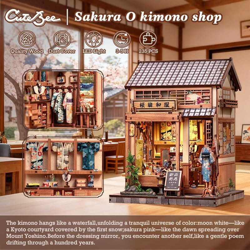 Miniature House Model Kit Sakura O Kimono Shop 19 x 14 cm 13