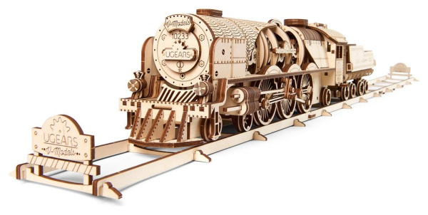 Ugears 3D Wooden Puzzle V-Express Steam Train with Tender 6