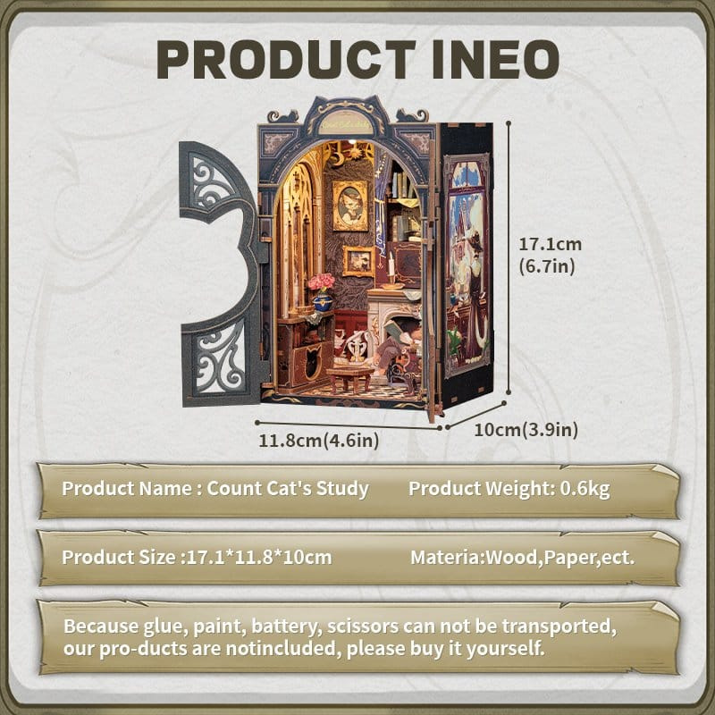 Book Nook Count Cat´s Study 17 x 12 cm 9