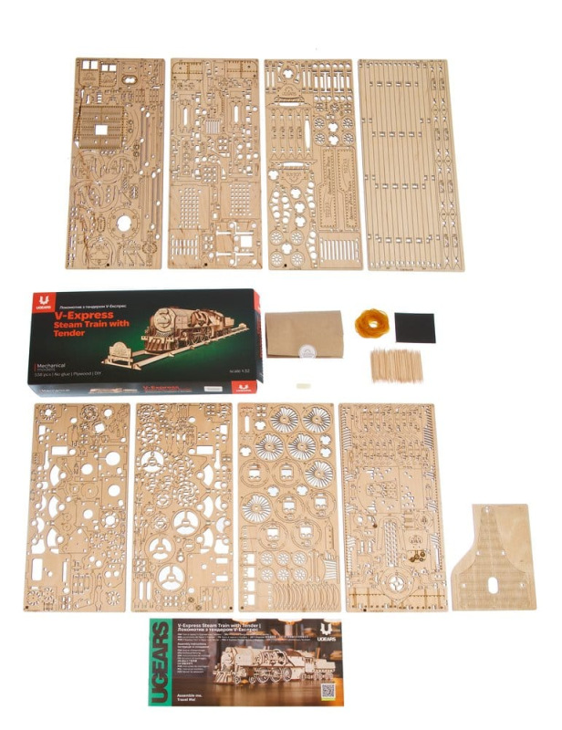 Ugears 3D Wooden Puzzle V-Express Steam Train with Tender 3