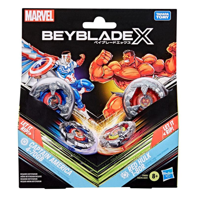 Beyblade X and Marvel Collab Captain America 4-70GB vs. Red Hulk 1-80R 3