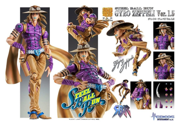 JoJo's Bizarre Adventure Part 7: Steel Ball Run Super Action Action Figure Chozokado Gyro Zeppeli Ve 8